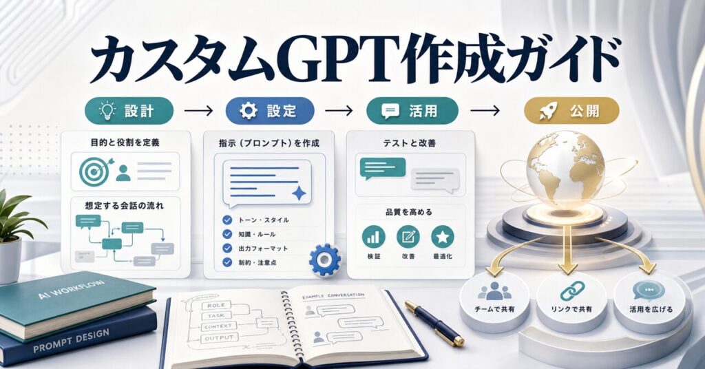 カスタムGPT(GPTs)の作り方完全ガイド｜設定・活用・公開手順を解説【2026年最新】のアイキャッチ