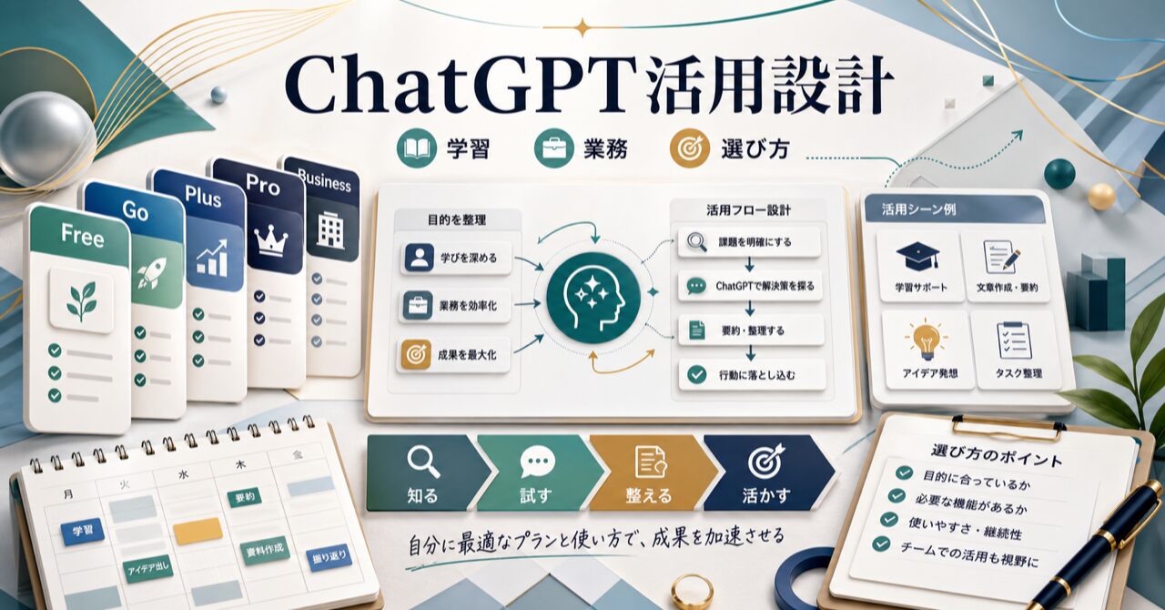 ChatGPT料金プラン完全比較｜Free・Go・Plus・Pro・Businessの違いと選び方【2026年最新】のアイキャッチ