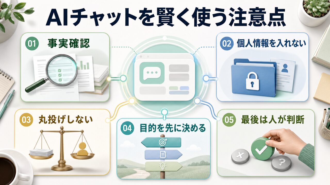 ChatGPTを賢く使うための注意点とデメリットの図解
